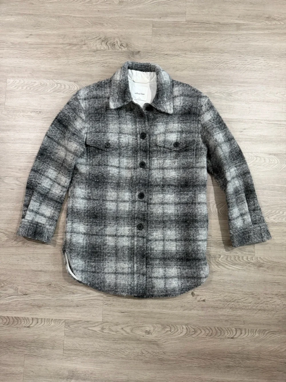Wilfred Free Gray Textured Wool-Blend Jacket Shacket
